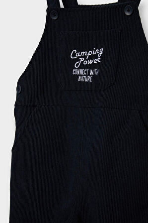 Erkek Bebek 2'li Takım Basic Düz Sweatshirt Fitilli Kadife Salopet