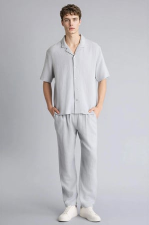 Defacto C7578AXGR130 Gri %100 Pamuk Relax Fit Gömlek