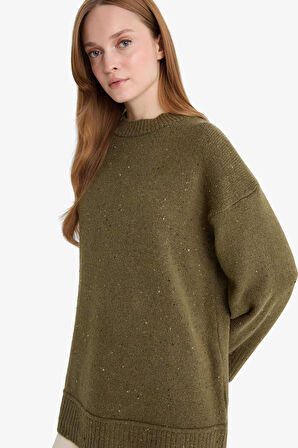 Loose Fit Bisiklet Yaka Triko Tunik