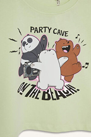 DeFacto Kız Çocuk We Bare Bears Bisiklet Yaka Kısa Kollu Tişört E6552A825HSGN653