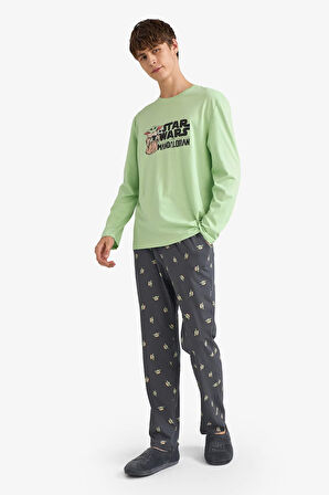 Star Wars-Mandalorian Pijama Takımı Uzun Kollu Üst Uzun Alt 