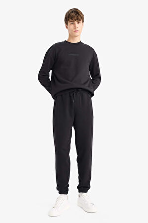 Regular Fit Beli Bağcıklı Paçası Lastikli Cepli Basic Düz Jogger Eşofman Altı