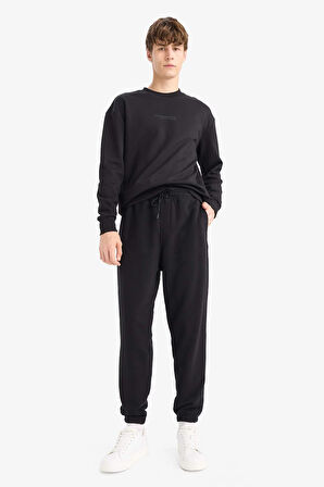 Regular Fit Beli Bağcıklı Paçası Lastikli Cepli Basic Düz Jogger Eşofman Altı