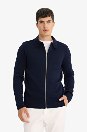Standart Fit Polo Yaka Triko Hırka