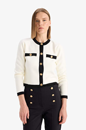 Regular Fit Bisiklet Yaka Triko Hırka