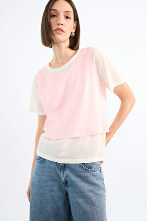 DeFacto 2'li Oversize Bol Kesim Kısa Kollu Tişört F8834AX25SMPN113