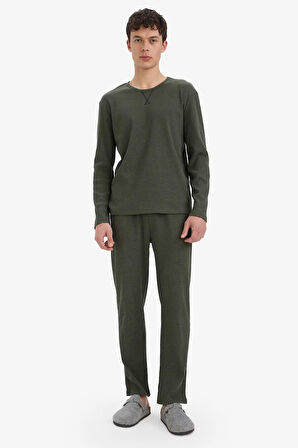Fitilli Kaşkorse Pijama Takımı Uzun Kollu Üst Uzun Alt
