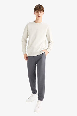Regular Fit Beli Bağcıklı Paçası Lastikli Cepli Basic Düz Jogger Eşofman Altı