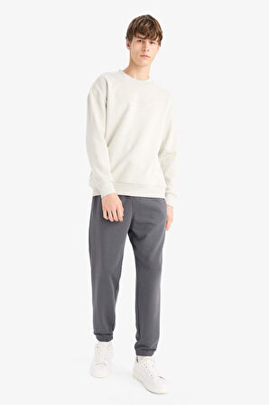 Regular Fit Beli Bağcıklı Paçası Lastikli Cepli Basic Düz Jogger Eşofman Altı