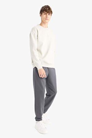 Regular Fit Beli Bağcıklı Paçası Lastikli Cepli Basic Düz Jogger Eşofman Altı