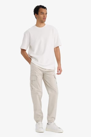 Defacto C9163AXBG766 Bej Regular Jogger Kargo Cepli Gabardin Pantolon