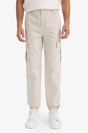 Defacto C9163AXBG766 Bej Regular Jogger Kargo Cepli Gabardin Pantolon