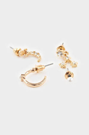 Kadın 8'li Gold Küpe