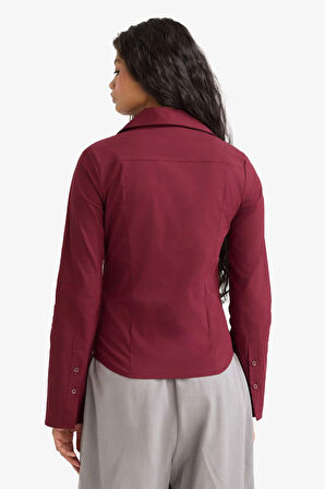 Fitted Poplin Uzun Kollu Gömlek