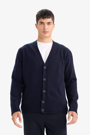 DeFacto %100 Yün Relax Fit V Yaka Düğmeli Hırka F5403AX25WNNV64