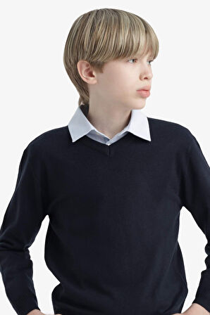 Erkek Çocuk Okul V Yaka Triko Kazak