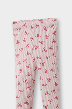 Kız Bebek Desenli Düz Paça Fitilli Kaşkorse Tayt