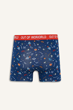 Regular Fit Uzay Baskılı 3'lü Boxer