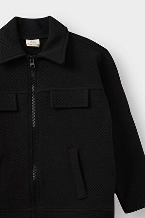 Erkek Bebek Gömlek Yaka Fermuarlı Hırka