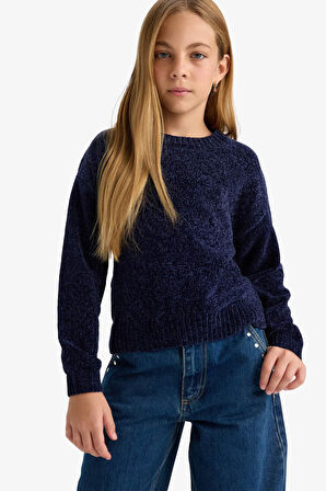 Kız Çocuk Bisiklet Yaka Şönil Kazak
