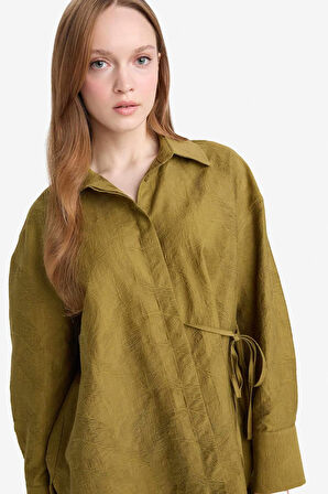 Regular Fit Gömlek Yaka Jakarlı Uzun Kollu Tunik