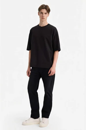 DeFacto Nefes Alabilen Loose Fit Tişört F8674AX26SPBK81