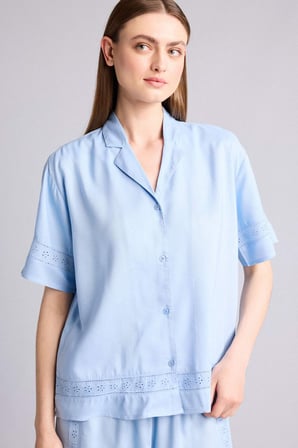 DeFacto Regular Fıt Pijama Yaka Dokuma Pijama Üst G8217AX26SMBE745