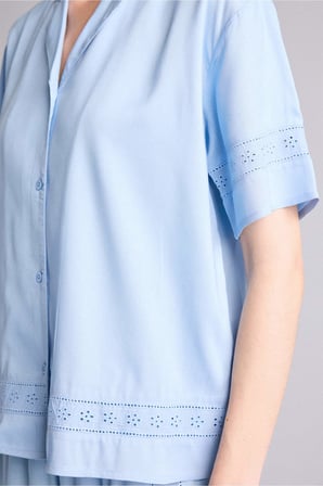 DeFacto Regular Fıt Pijama Yaka Dokuma Pijama Üst G8217AX26SMBE745