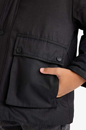 Erkek Çocuk Polo Yaka Çıtçıt Kapamalı Mont