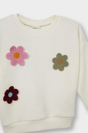 Bisiklet Yaka Çiçekli Sweatshirt Kız Bebek G2644A525AUBG198