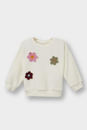 Bisiklet Yaka Çiçekli Sweatshirt Kız Bebek G2644A525AUBG198