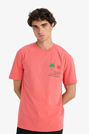 Regular Fit Bisiklet Yaka Baskılı Kısa Kollu Tişört