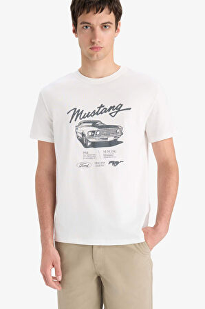 DeFacto %100 Pamuk Ford Motor Company Regular Fit Bisiklet Yaka Kısa Kollu Tişört F4295AX25SMER105