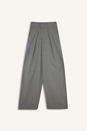 Wide Leg Çift Cepli Yüksek Bel Geniş Paça Pantolon