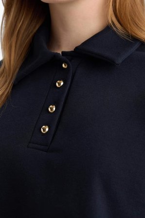 DeFacto Regular Fit Polo Yaka Uzun Kollu Sweatshirt Tunik G6613AX25WNNV173