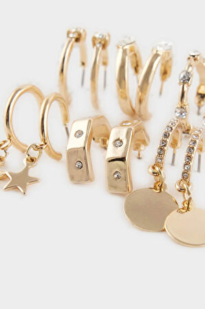 Kadın 7'li Gold Küpe