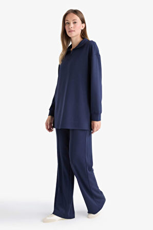 Regular Fit Fermuarlı Yaka Uzun Kollu Tunik