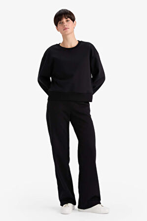 Straight Fit Basic Düz Cepli Yüksek Bel Eşofman Altı