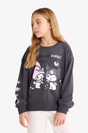 Kuromi Oversize Geniş Kalıp Bisiklet Yaka Sweatshirt Kız Çocuk F1095A825AUAR220