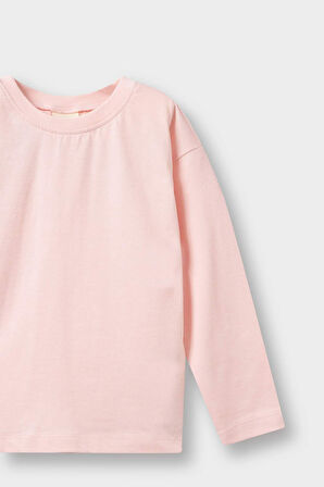 Kız Bebek Regular Fit Bisiklet Yaka 2'li Uzun Kollu Tişört