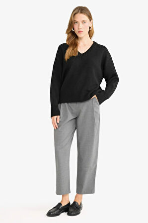 Oversize Geniş Kalıp V Yaka Kazak