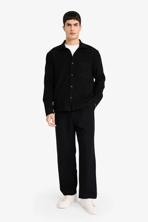 DeFacto REGULAR FIT Polo Yaka Flanel Gömlek G8116AX25WNBK81