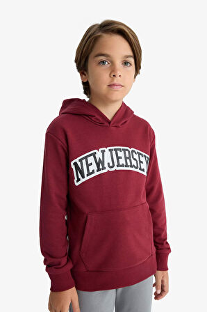 Erkek Çocuk 2'li Takım Baskılı Kapüşonlu Sweatshirt Eşofman Altı