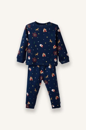 Pijama Takımı Yılbaşı Temalı Uzun Kollu Üst Uzun Alt Erkek Bebek