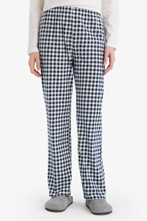 Pijama Takımı Regular Fit Ayıcıklı Uzun Kollu Üst Kareli Uzun Alt G2169AX26SPNV241