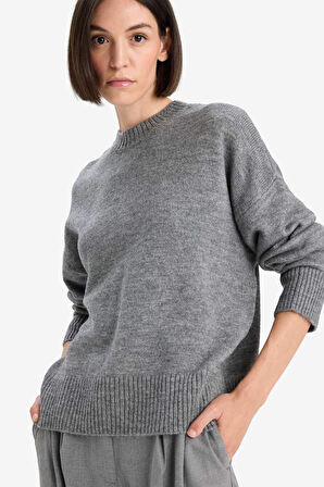Oversize Geniş Kalıp Bisiklet Yaka Kazak