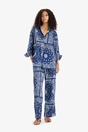 Regular Fit Şal Desenli Plaj Pantolonu-Fall in Love