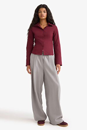 Fitted Poplin Uzun Kollu Gömlek