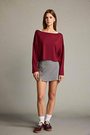 Regular Fit Kayık Yaka Modal Sweatshirt