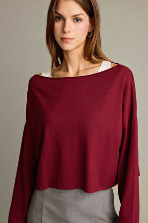 Regular Fit Kayık Yaka Modal Sweatshirt